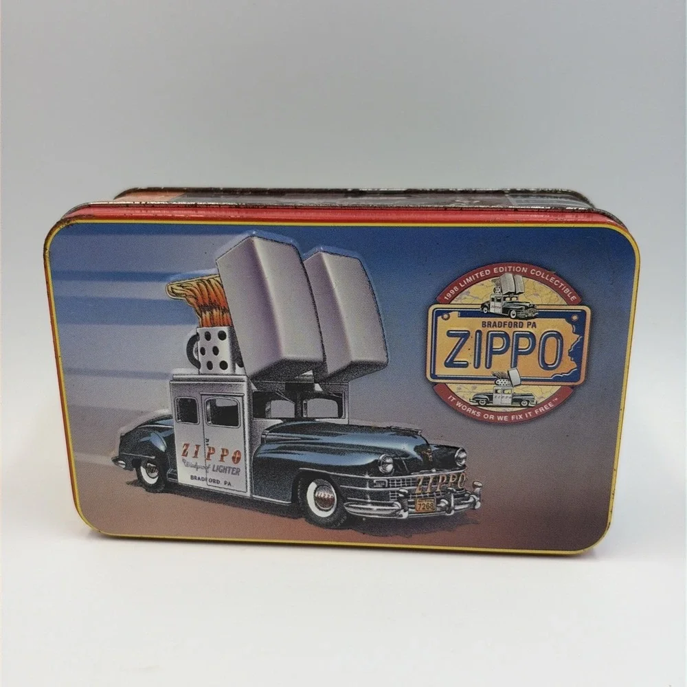 1998 Zippo Lighter & Keychain Set Zippo Car Limited Edition Tin Box Bradford PA